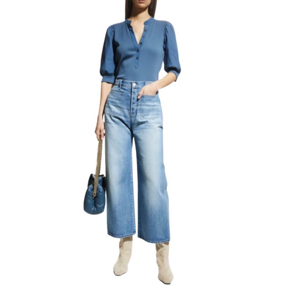 VERONICA BEARD Sz 25 Grant Extra High Rise Wide Leg Button Fly Casual Staple EUC